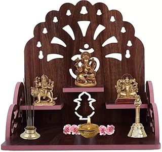 Kalakriti MDF Wooden Temple/Pooja Mandir for Home and Office/Wall Mounted Temple/Puja Stand (TempleSmB)