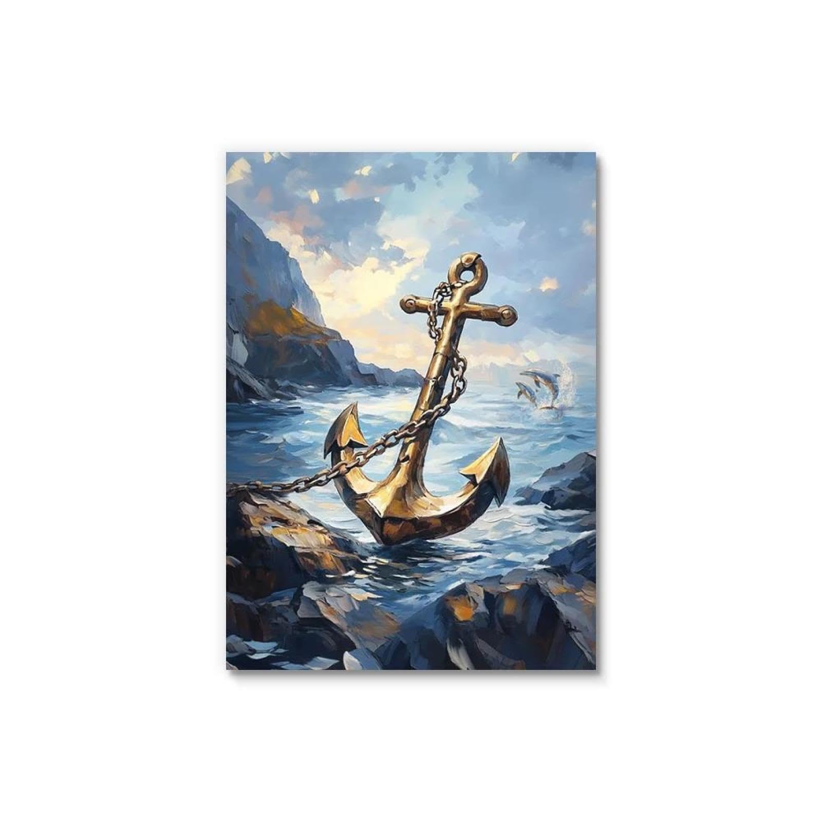 Yocheng Landscape Sailboat Ocean Poster Canvas Painting Prints Sky Blue Sea Wave Wall Art For Living Room Home Decor 30x40cm No Frame