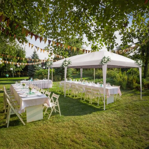 Bonnlo Gazebo 3 x 6 m, regolabile in altezza, impermeabile, con 6 parti, gazebo da giardino per esterni, matrimoni, giardino, campeggio, feste, colore bianco