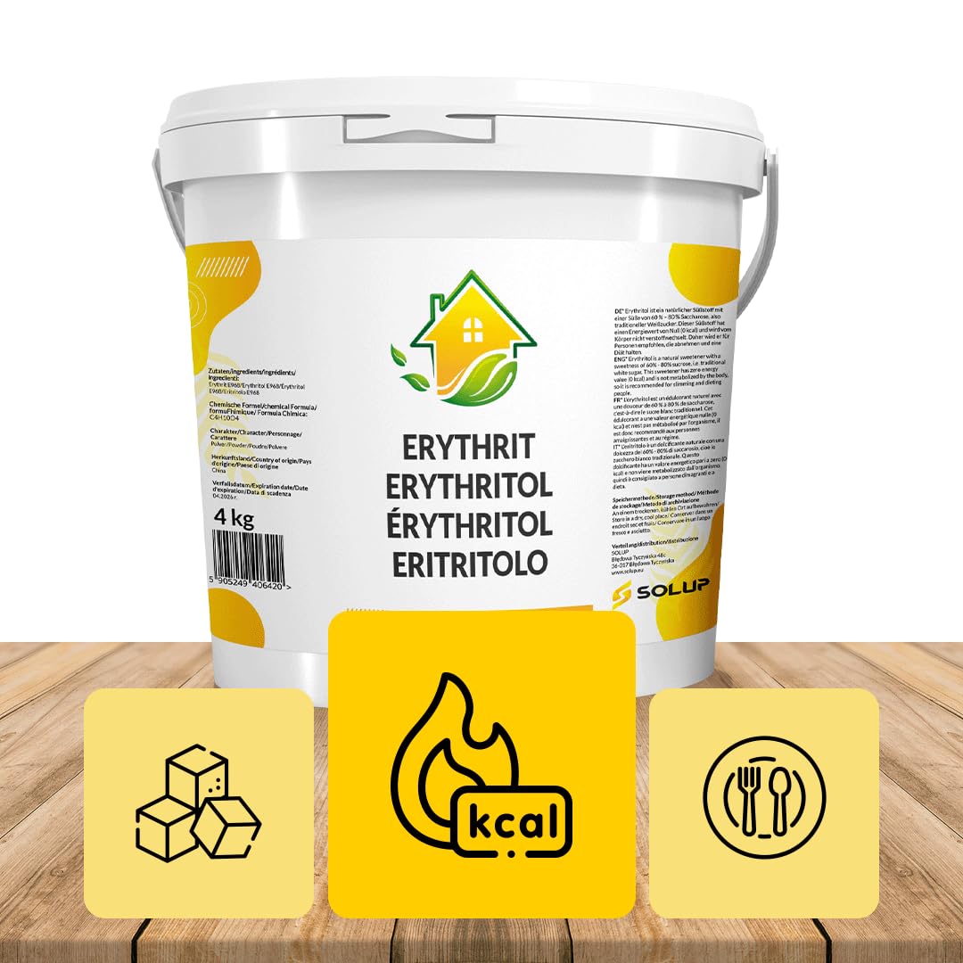 SOLUP Erythrit Zucker 4 kg Eimer | Erythritol Zuckerersatz zum Backen
