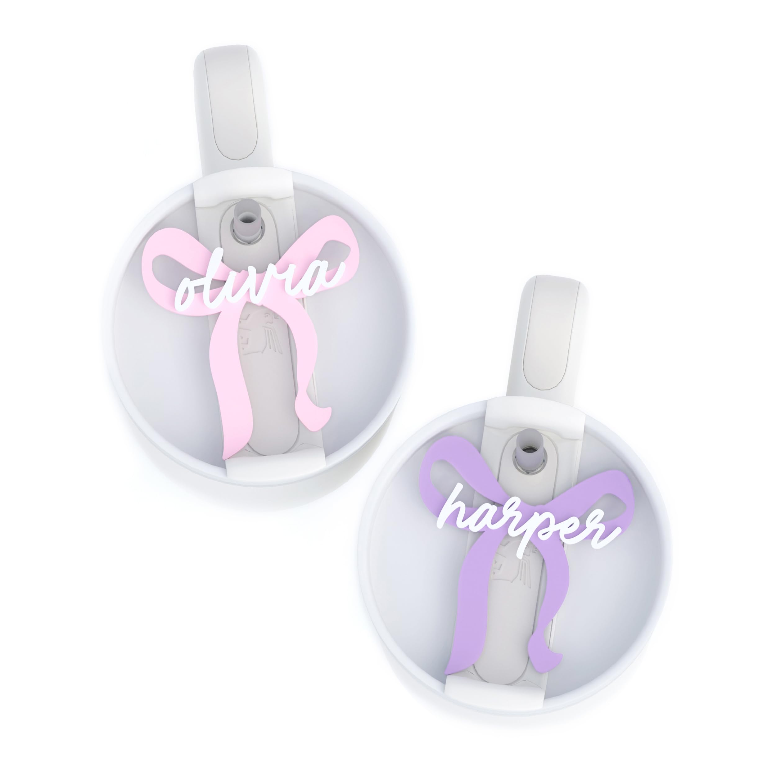 The Cotton & Canvas Co. Personalized Bow Stanley Name Tag, Stanley Name Plate, Acrylic Lid Topper, Custom Tumbler Tag, 40oz, 30oz, Quencher H2.0, Coquette, Girly