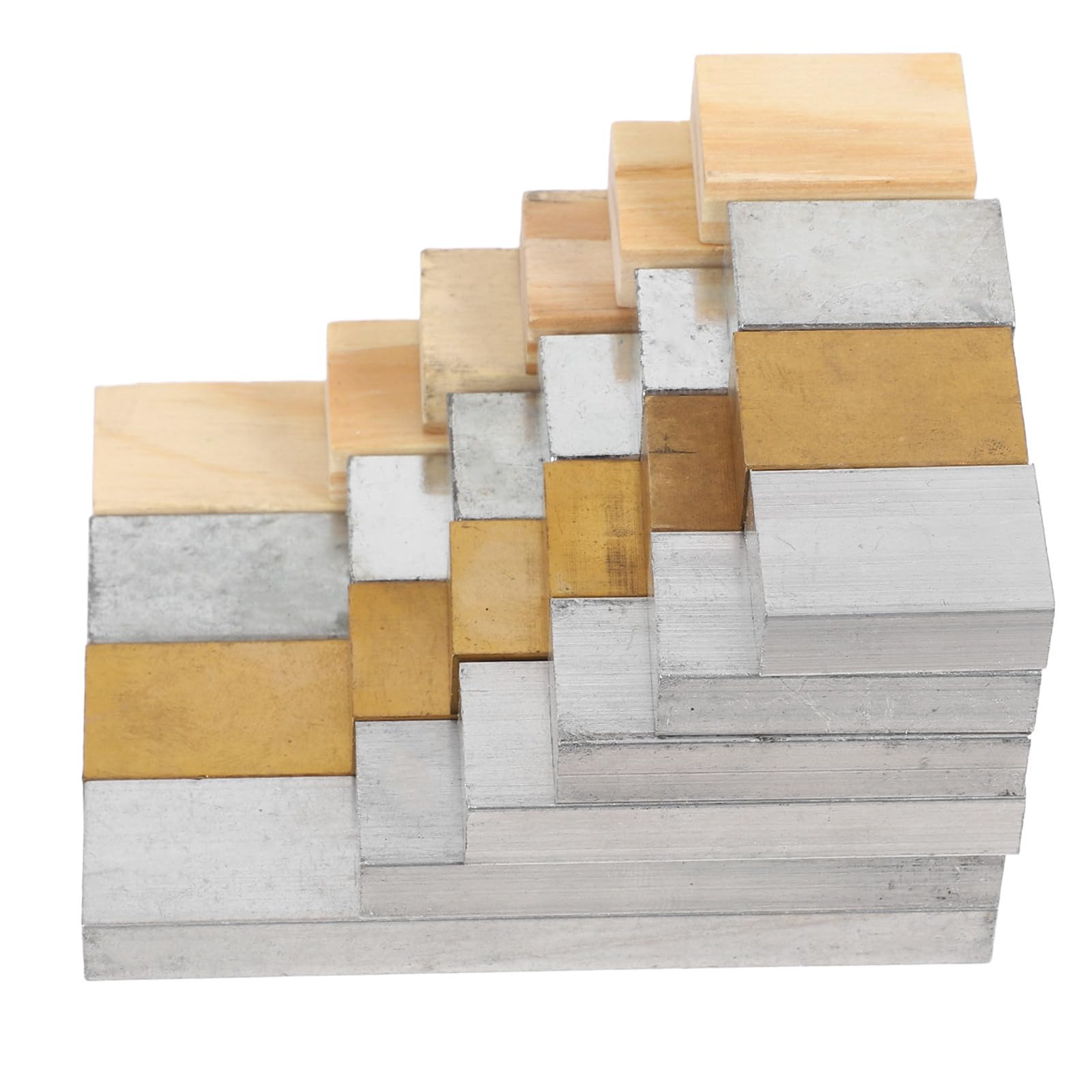 Lurrose Kit de 24 Bloques Rectangulares de Densidad para Educación Científica Materiales Aluminio, Cobre, Hierro y Madera para Experimentos en Aulas y Laboratorios