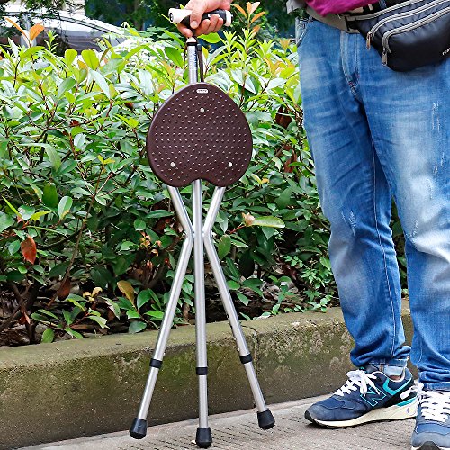 Walking Stick with Seat Folding - Walking Cane Seat 300 lbs Capacity with LED Light Adjustable Height for Elder Gift - Thumbnail 5