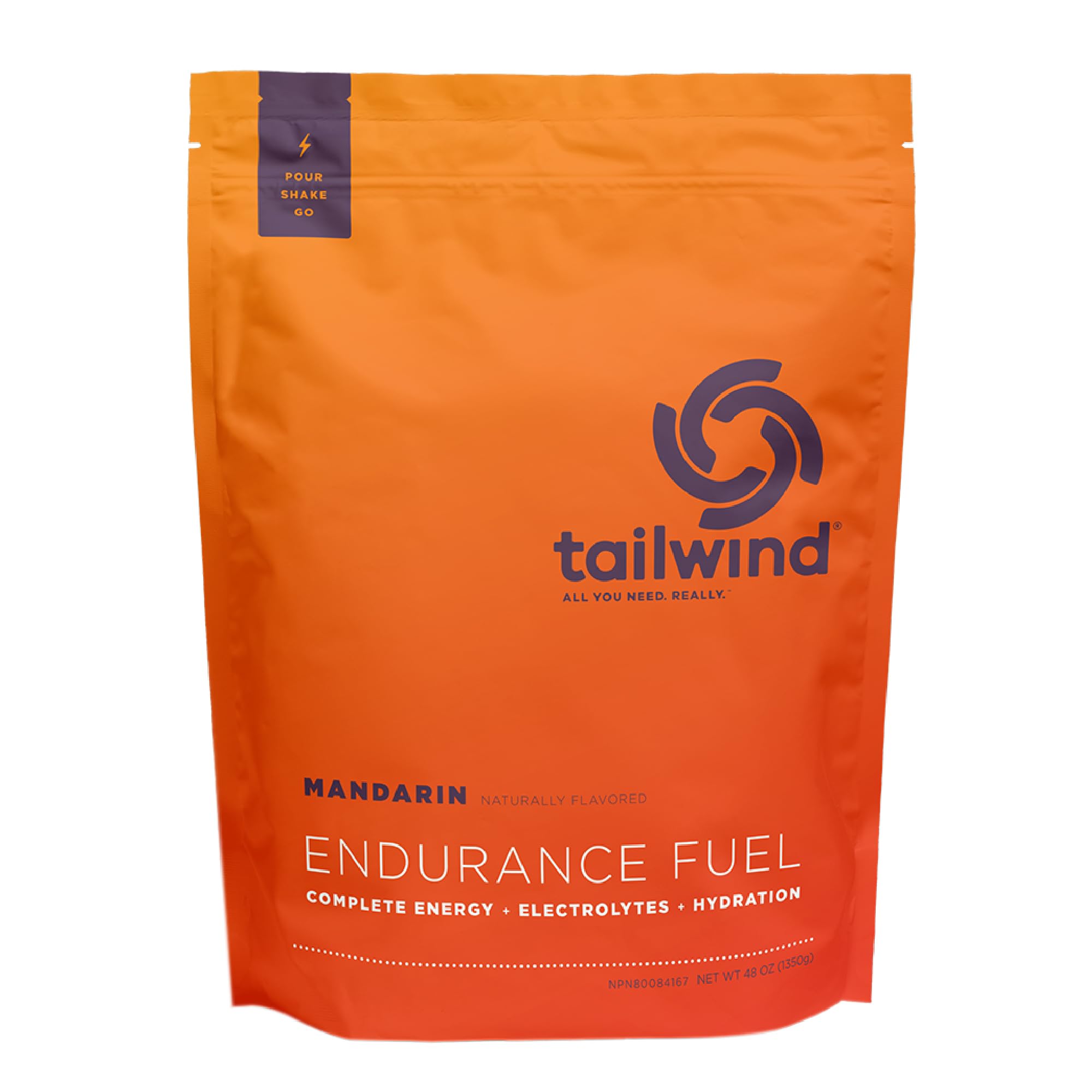 Tailwind Nutrition Endurance Fuel, Carbohydrate & Electrolyte Sports Drink Mix Powder, Gluten-Free, Vegan, Mandarin Orange, 30 Servings