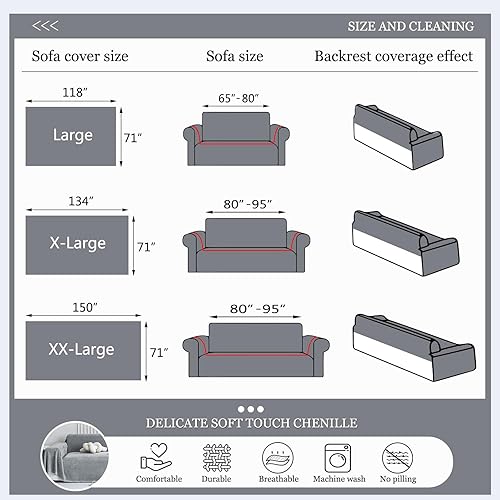 Miniatura 6 de DREAMINGO Fundas de sofá gruesas de felpilla tejida para sofá de 3 cojines, lavable, funda de sofá para perros, fundas duraderas para sofá modular,