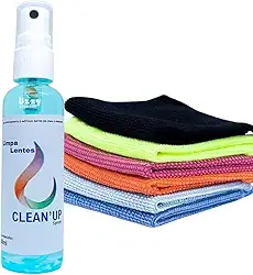 Limpa Telas e Lentes 120 ml com 5 Flanela Microfibra Limpa Óculos Celular computador notebook camera