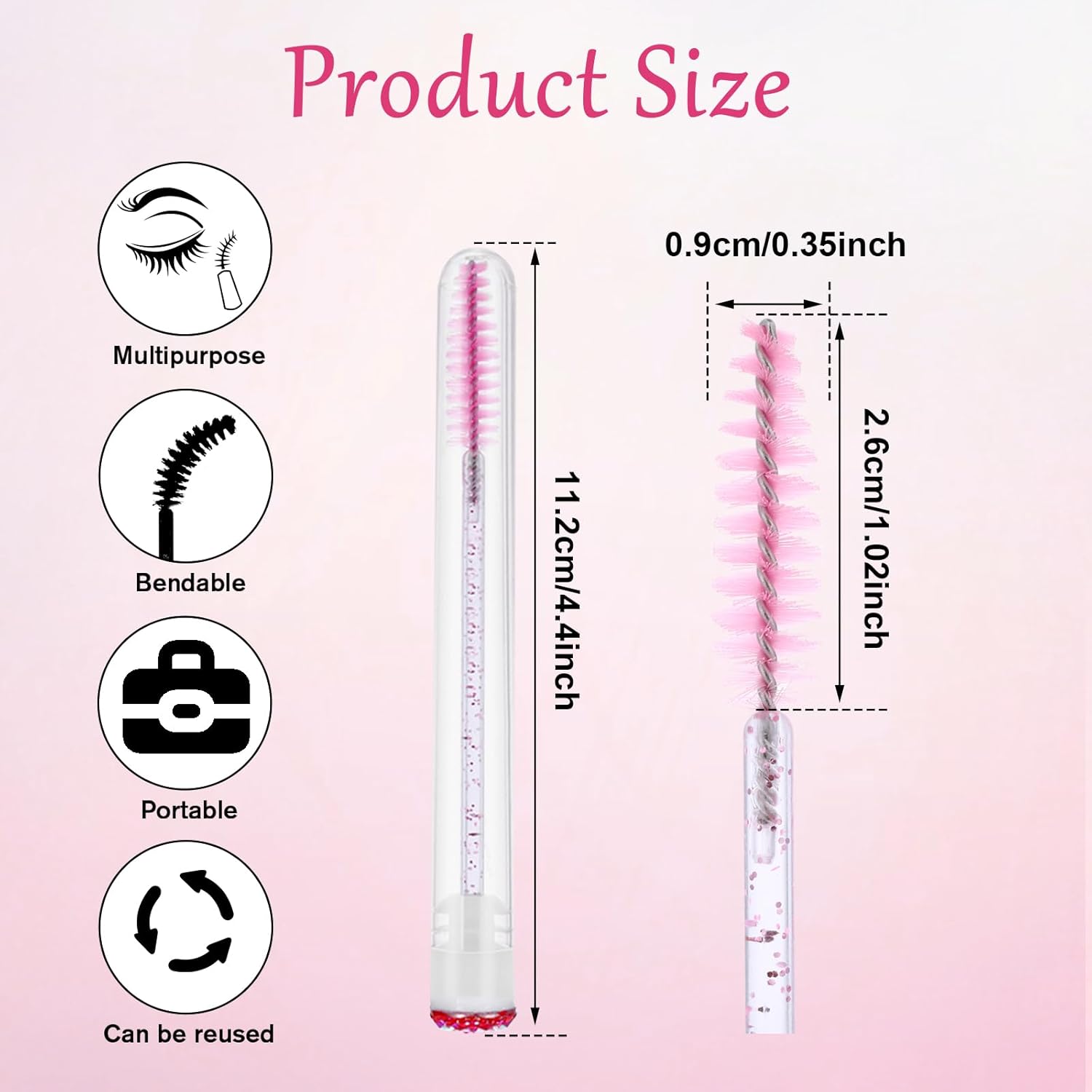 200 Pieces Mascara Wand Tube Set 100 Pcs Lash Spoolies for Eyelash Extensions 100 Pcs Diamond Empty Mascara Brush Disposable Colorful Eyebrow Applicator Makeup Tool
