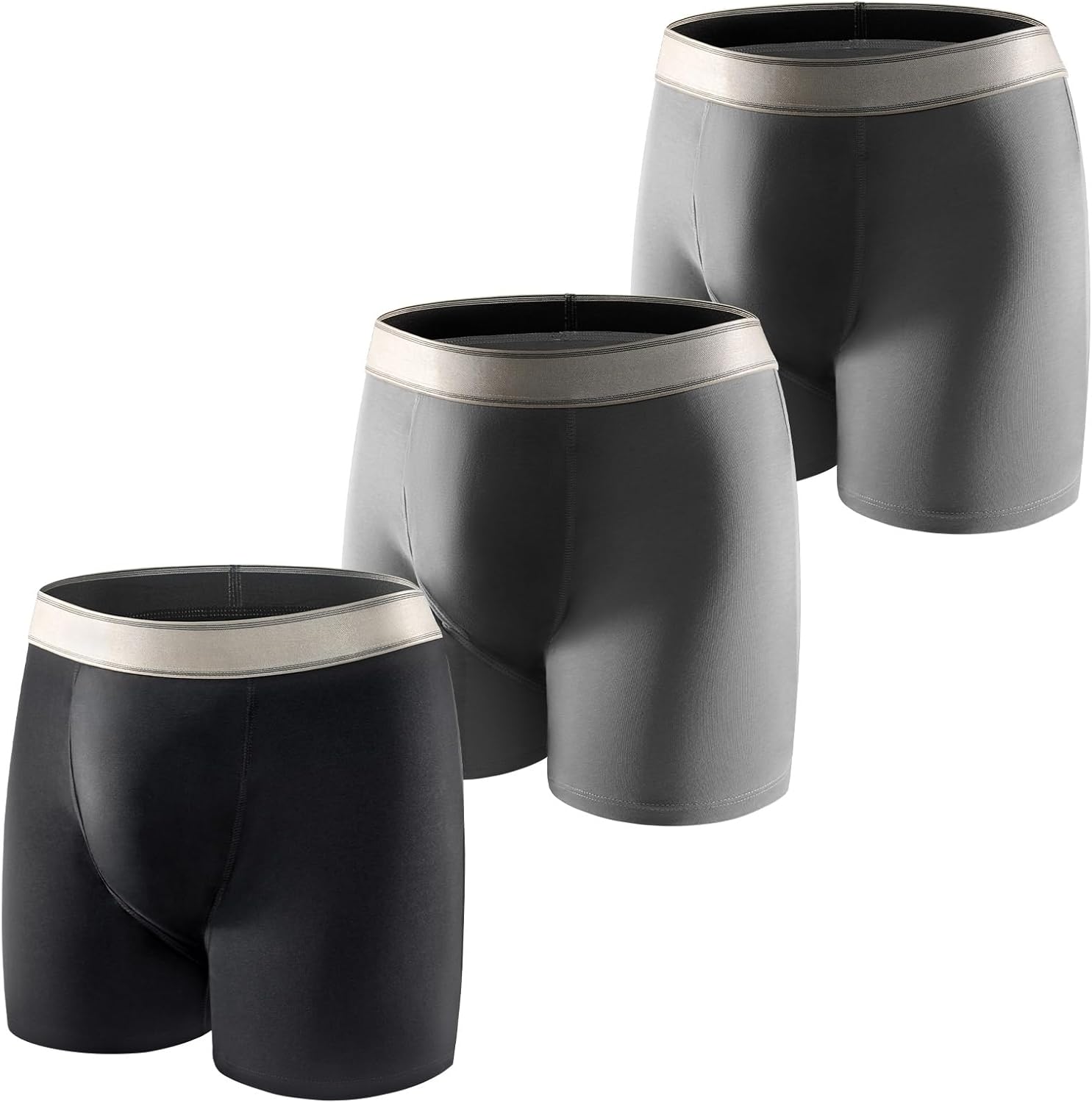 Carer Mens Incontinence Underwear, Washable Reusable Cotton Boxer Briefs with Front Fly, 150ml Leak Proof Underwear for Men Bladder Leakage, Waterproof 3 Pack (Black, X-Large)