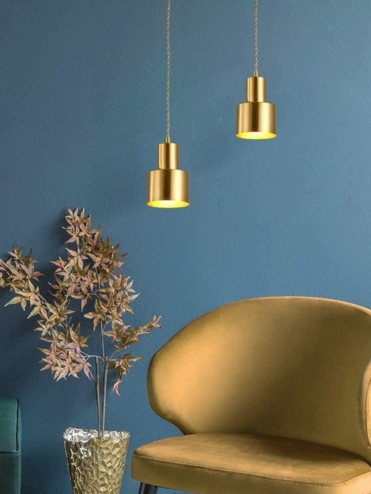 Kreatywna lampa wisząca, postmodernistyczny styl nordycki, wykończenie szczotkowanego mosiądzu, z regulowaną żarówką Edisona, idealna do stolika barowego, stolika nocnego, wyspy kuchennej, korytarza