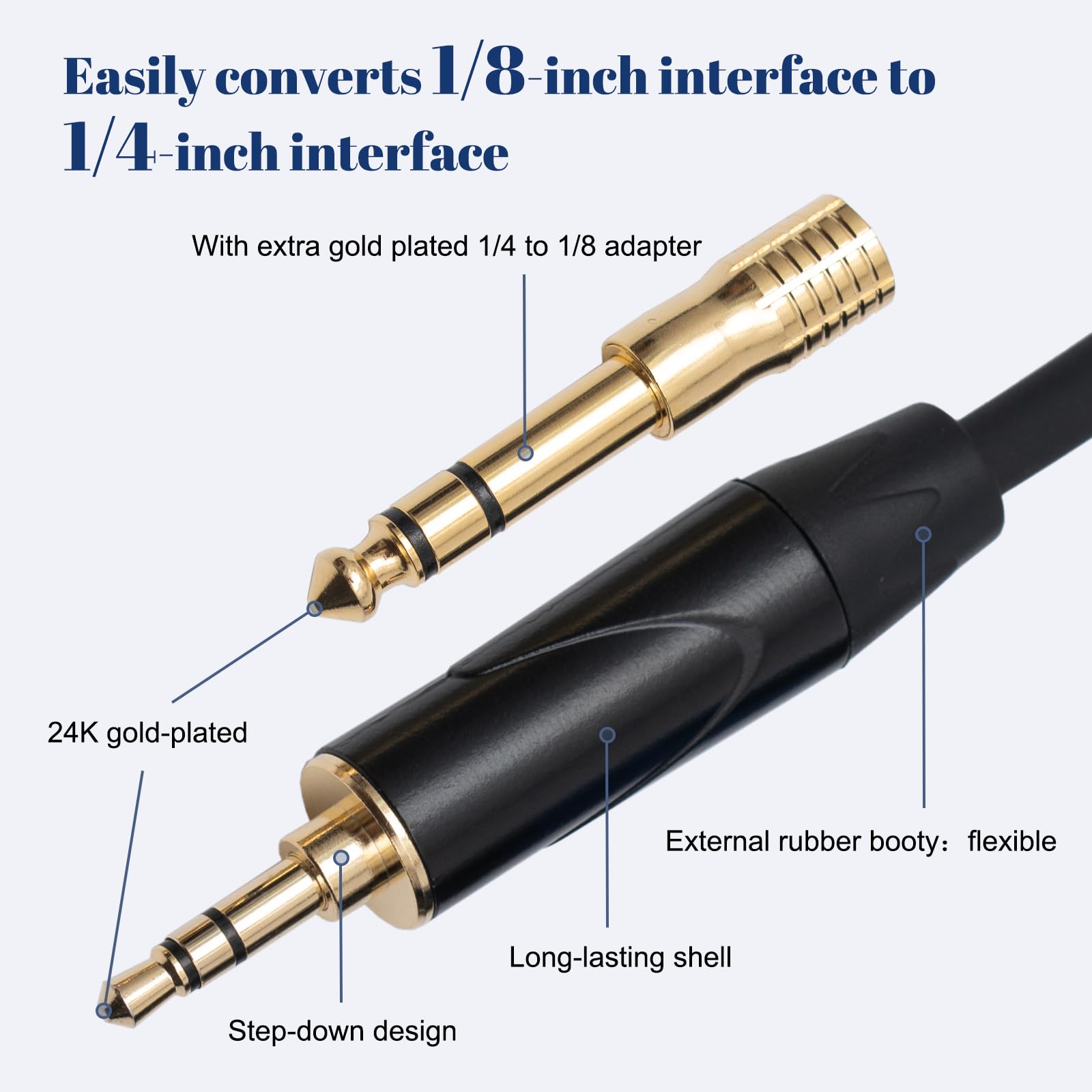 Dual-Stecker XLR auf 1/8 Y-Splitter-Kabel, mit extra vergoldetem 1/4-Zoll-auf-3,5-mm-Adapter, unsymmetrischer 3,5-mm-Mini-Klinkenstecker, TRS-Stereo-Aux auf Doppel-XLR-Stecker, Interconnect Audio Mic