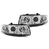 PHARES CHROMES FEUX ANNEAUX LED ANGEL EYES COMPATIBLE AVEC SEAT LEON TOLEDO 1M