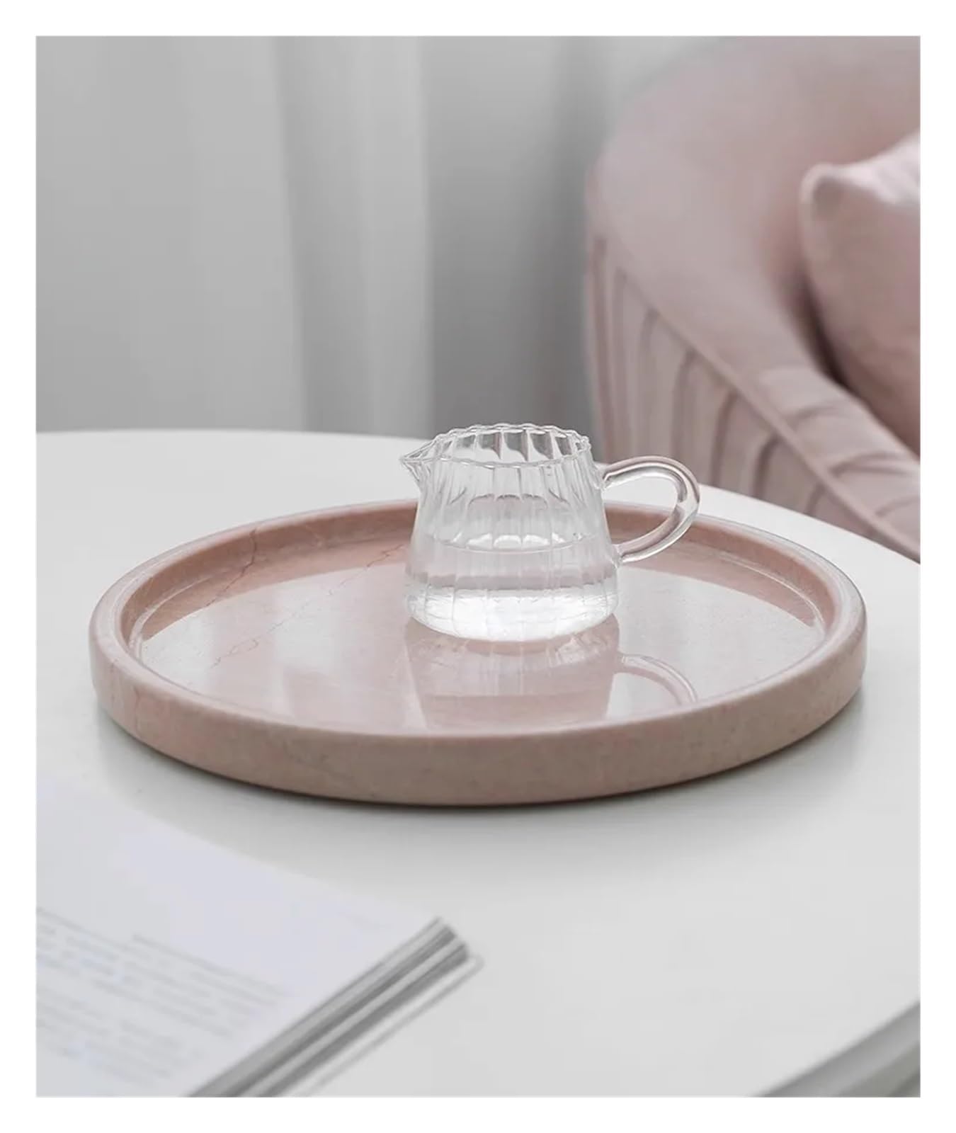 Bandeja para Perfumes Bandeja de mármol Rosa for Sala de Estar, Almacenamiento Decorativo, Escritorio, joyería, Perfume, Paleta, cafetería, Taza de té Avanzada(15x15x1.6cm)
