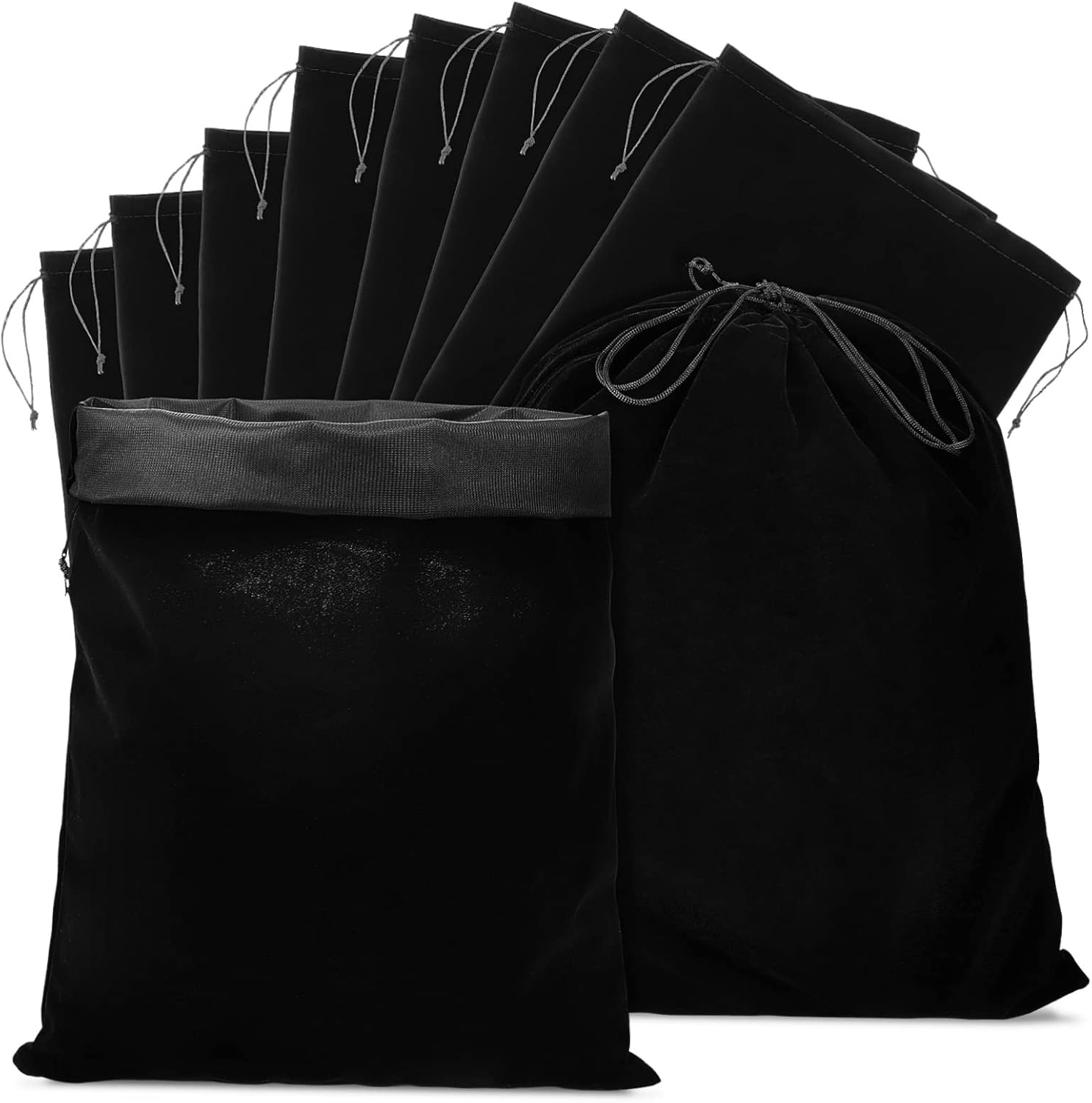 PACKOVE Black Velvet Bag Set 10pcs Large Capacity Pouches Drawstring for Party Treats Candy Bags