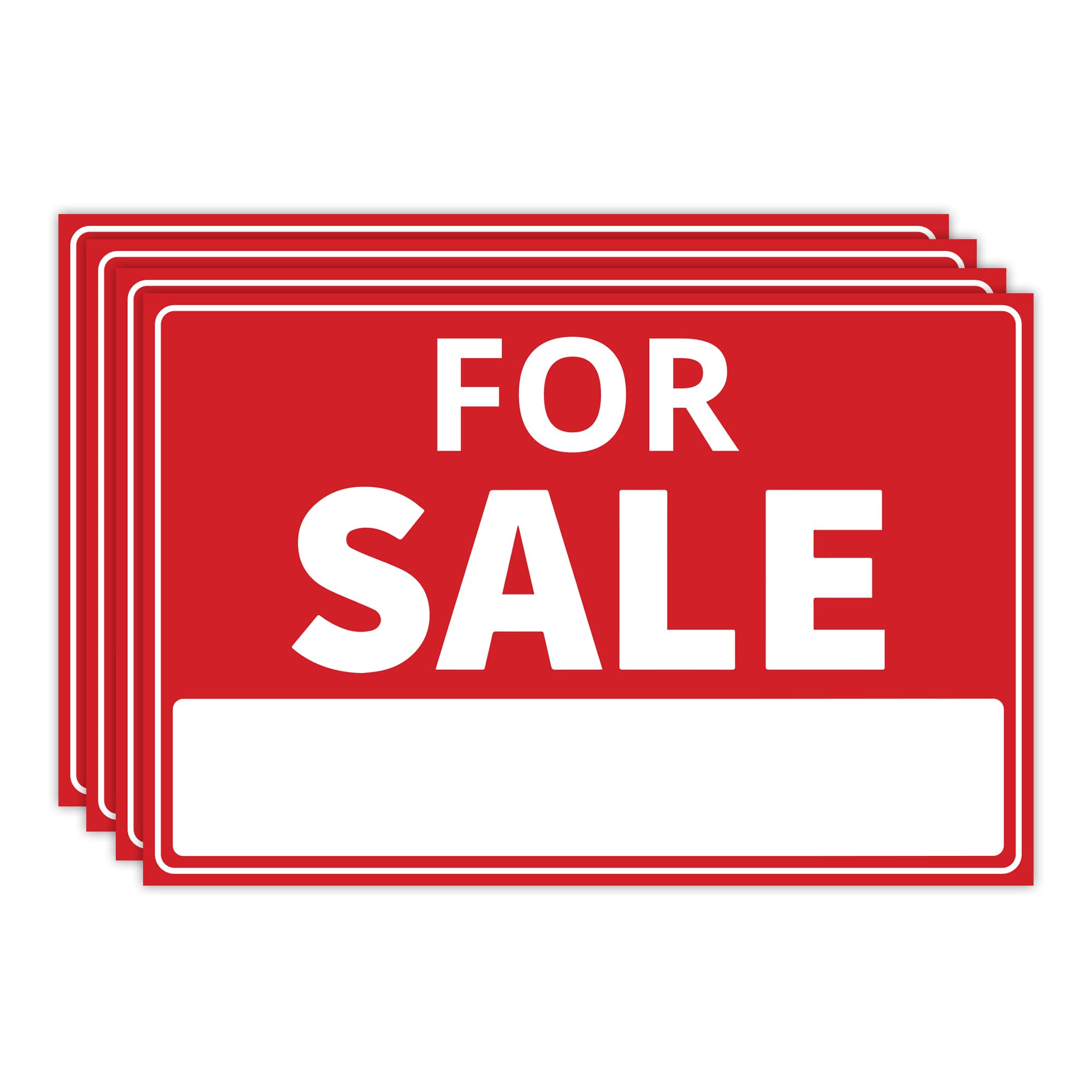 4PC For Sale Sign Car, 12 Inches by 8 Inches - 20 mil Polystyrene Plastic - Car For Sale Signs For Vehicles Window Boat