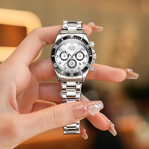 Miniatura 3 de OLEVS - Reloj de mujer de moda, reloj de vestir con diamantes, para mujer, analógico, de cuarzo, acero inoxidable, impermeable, luminoso, con fecha,