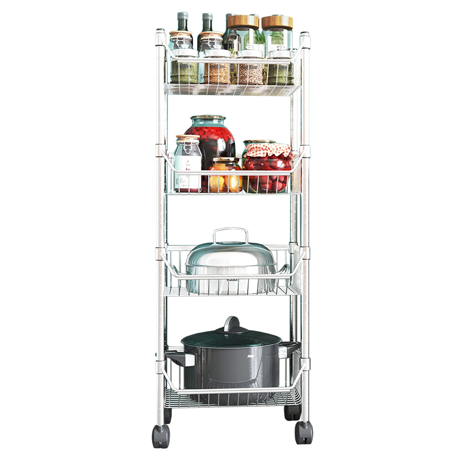 Buy LXFA Stainless Steel Storage Racks with Wheels, 32cm Wide Floor
