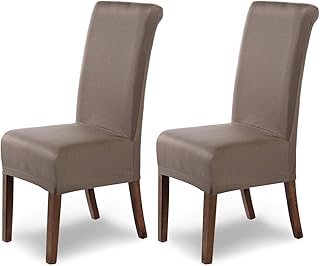 SCHEFFLER-Home Marie 2 Fundas de sillas, Estirable Cubiertas Repelente al Agua, extraíble Funda con Banda elástica, Topo