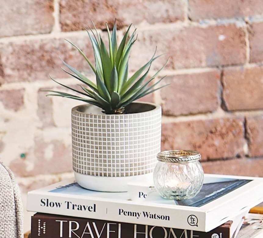 Miniatura 6 de Kurrajong Farmhouse Planta artificial Planta falsa de 8 pulgadas Suculenta artificial en maceta Suculenta falsa Vegetación sintética para