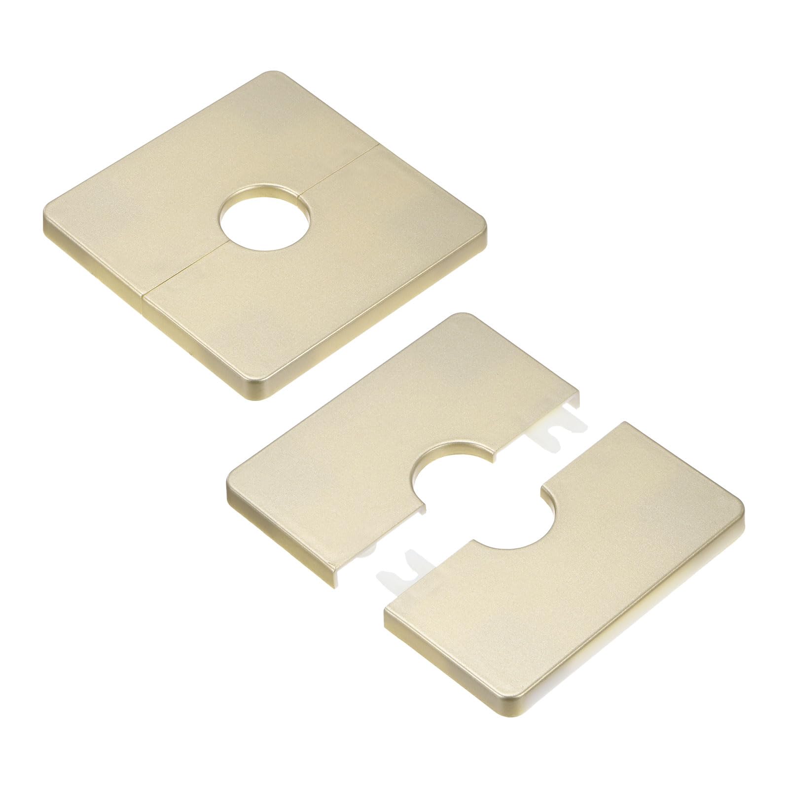 M METERXITY 2-Pack Wall Split Flange, for 0.8 Inch/20mm OD Pipe ABS Escutcheon Plate Square Self-Adhesive Plumbing Cover Plates for Water Pipe/Faucet [Gold Tone]