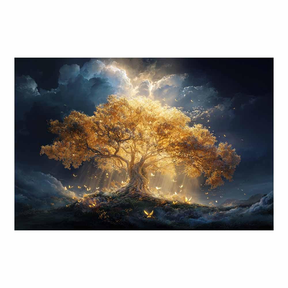 XENIOU Tree Of Life Wall Art Teals gold tree art canvas painting wall art, Living Room Bedroom Hallway Stairs Decoration.(Multicolor)-70x100cm Unframed