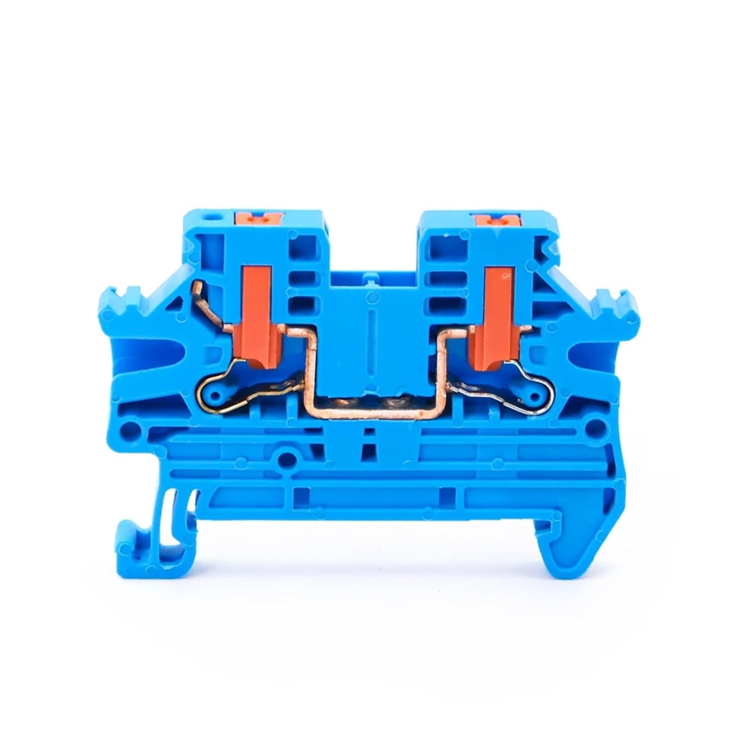 10Pcs DIN Rail Terminal Block PTV-2.5 Push-in Terminal Connector Spring Side-Entry 2.5mm² Cable Wiring Conductor PTV2.5(Blue)