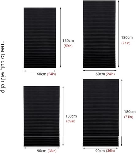Miniatura 5 de Paquete de 2 persianas de tela plisada, persianas opacas temporales para ventanas, cortinas plisadas filtrantes de luz, cortinas autoadhesivas no