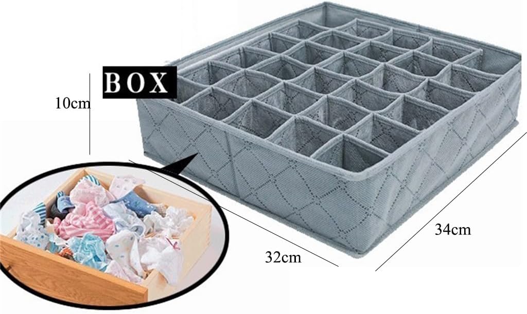 Open Storage Box, 30-Slot Foldable Clothes Organizing Bins Portable Multifunction Sundry Storage Basket for Underwear, Socks, Tie