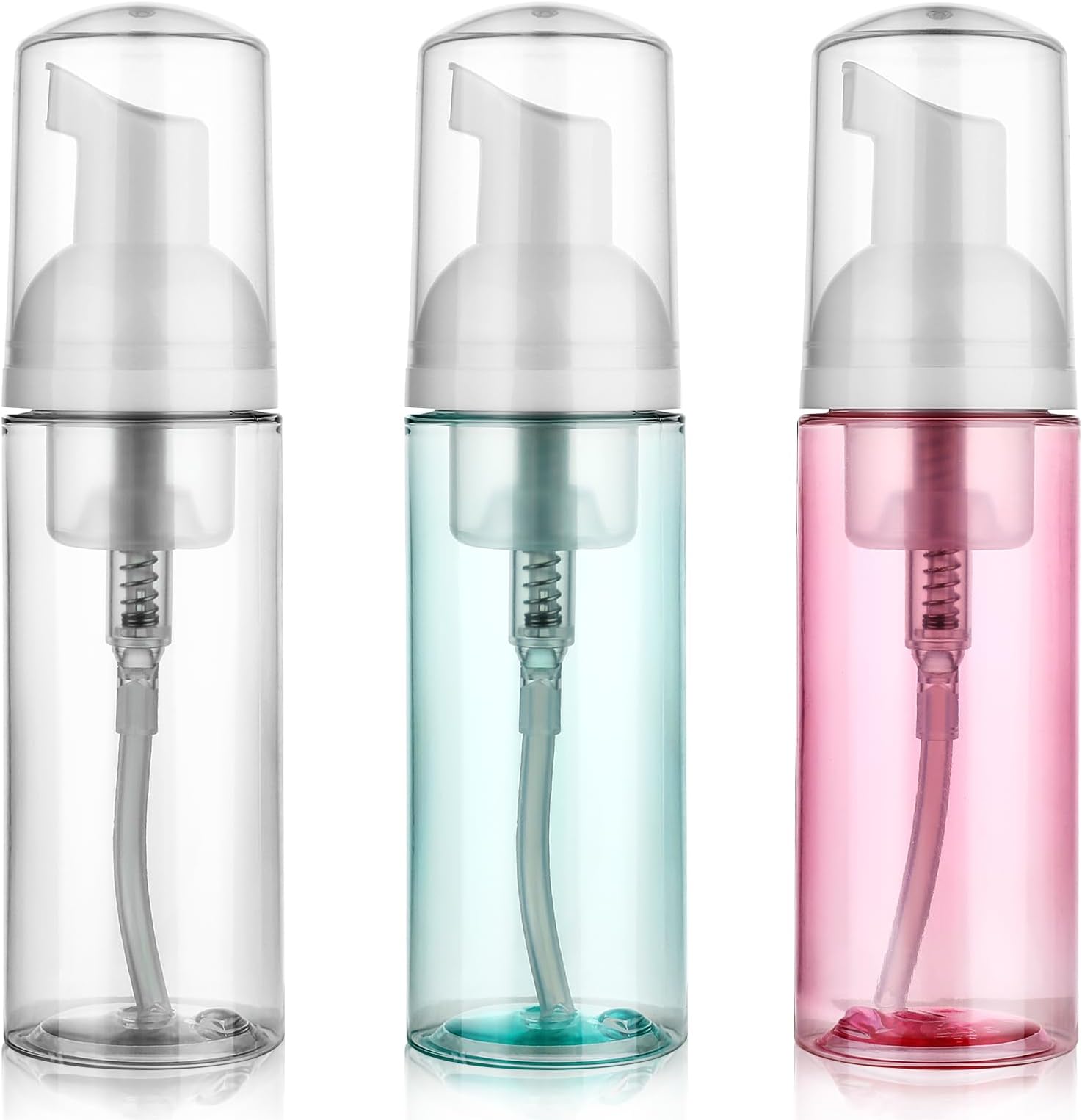 3 Pack Foam Pump Bottle Travel 60 ml/2 oz Clear Small Size Mousse Foam Soap Dispenser Mini Plastic Foaming Soap Dispenser Empty Refillable Pump Containers for Face Wash Skin Care Lash Shampoo