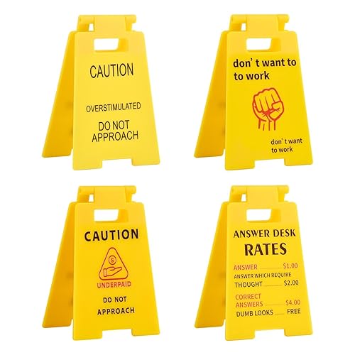 4Pcs Caution Overstimulated Desk Sign, 3D Printed Caution Overstimulated Do