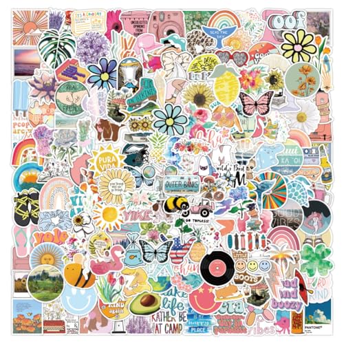 200 Pièces Stickers Aesthetic, Stickers Scrapbooking, Autocollants en Vinyle Waterproof, pour Scrapbooking, Ordinateur Portable, Bouteille d'eau, Valise,...
