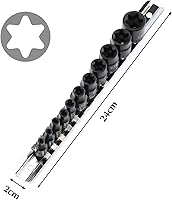 Vista 5 de EMENTOL Juego de llaves de vaso E-Torx con riel, CR-V, 1/4" y 3/8" Drive, hembra Torx Star Socket Set, E4 - E20