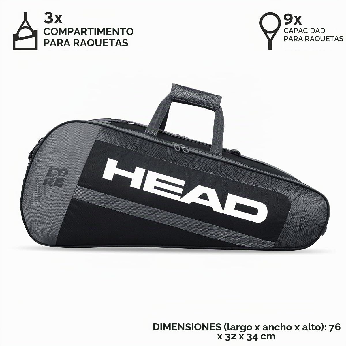 Head Core 9r Bolsa de Tenis, Unisex