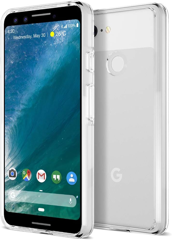 Trianium CLARIUM Series Case Designed for Google Pixel 3 (2018) Premium Clear Hybrid Cover with Shock Absorption TPU & PC Back Reinforced Rigid Corner Cushion/Scratch Resistant - Clear