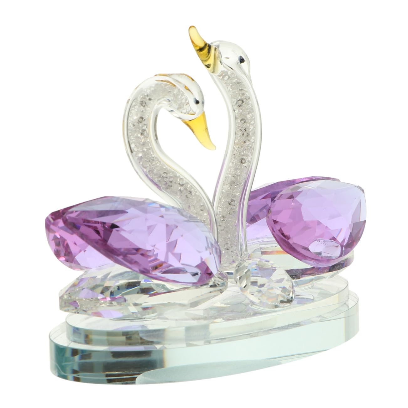 HOMSFOU Kristallschwan Figur Dekoration aus Kristall Glas Handgefertigte Schwanenstatue für Wohnzimmer Elegante Wohndeko mit Romantischem Design