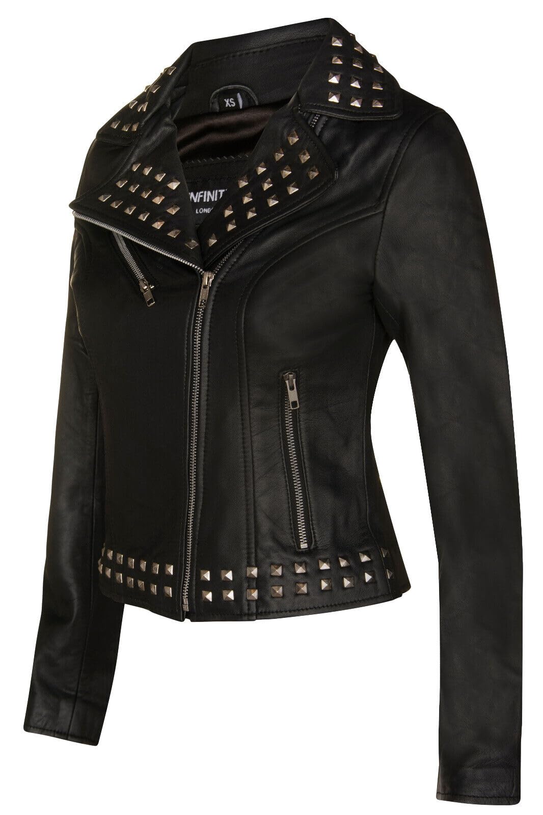 Infinity Leather Mujer Cuero Motero Chaqueta gótica con tachuelas