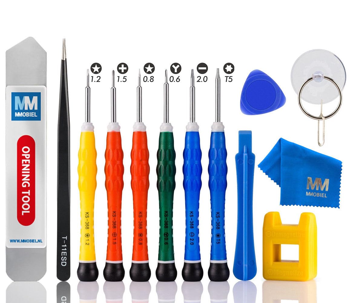 MMOBIEL Mobile Repairing Toolkit compatible with iPhone, iPad and more - Professional Anti Static Screwdrivers - Incl. Instant Magnetizer/Demagnetizer Tool - 14 in 1 Tool Kit