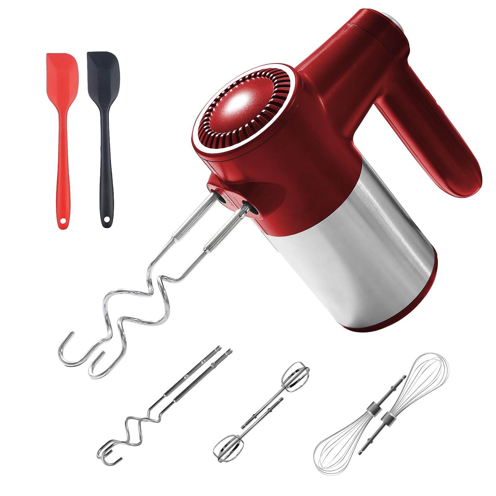 DOAROCA 7-Speed Cordless Hand Mixer Red