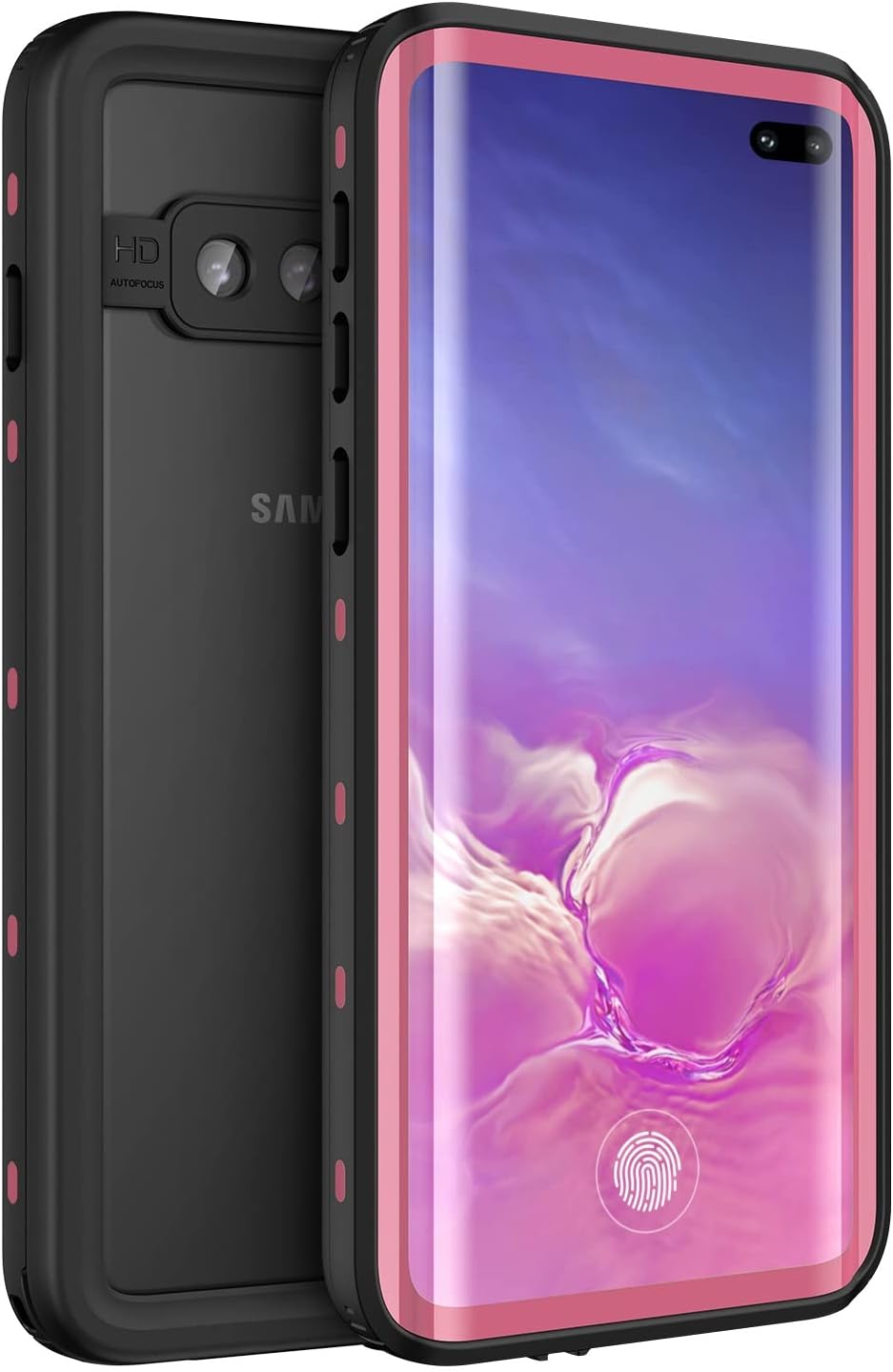 Fansteck Waterproof Case for Samsung Galaxy S10 Plus, IP68 Waterproof/Snowproof/Shockproof/Dirtproof, Full-Body Protective Case with Built-in Screen Protector for Galaxy S10+ Plus Pink
