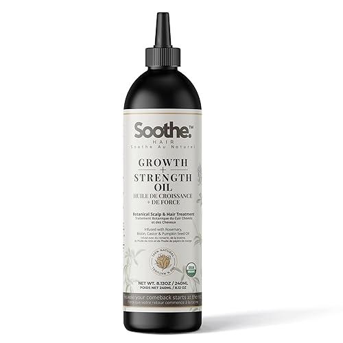 Soothe au Naturel Aceite para el crecimiento del cabello  Infundido con romero, aceite de ricino, biotina, semilla de calabaza  Bloqueador de DHT