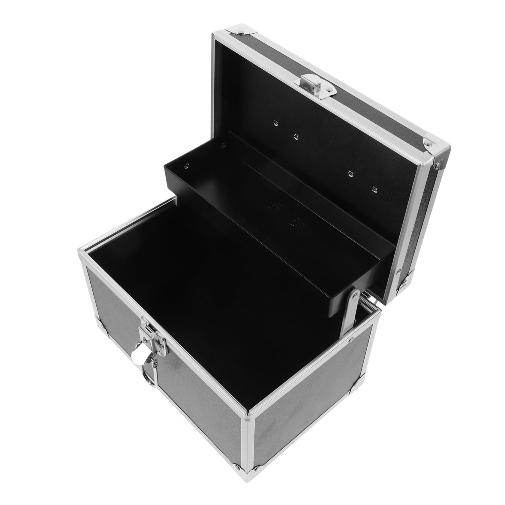 Boîte à outils noire Ciieeo en alliage d'aluminium compacte avec poignée pour maison