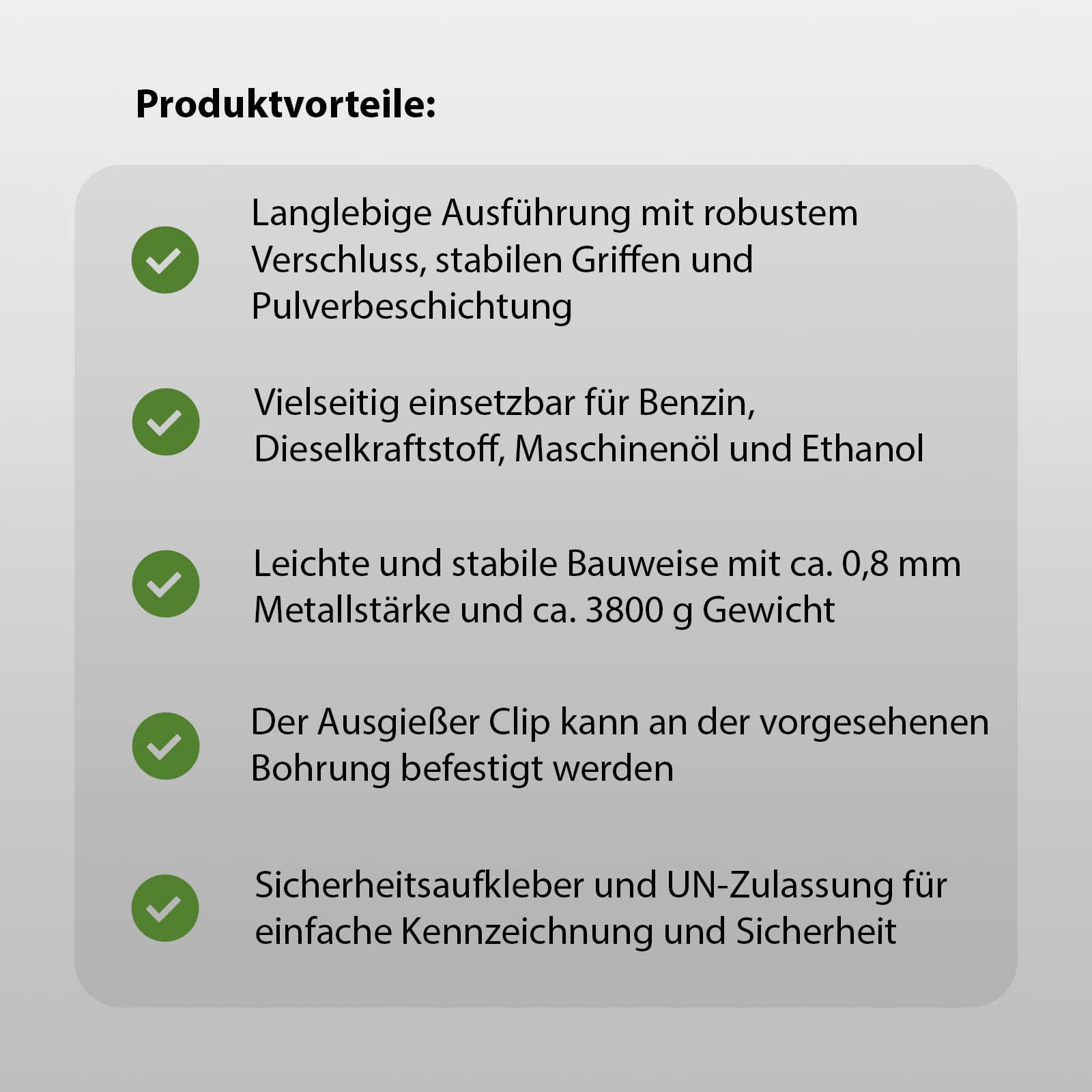 TRUTZHOLM Kraftstoffkanister Benzin und Diesel 20 Liter kratzfeste olivfarbene Hammerschlagbeschichtung inkl. Ausgießer mit Halter Metallkanister Dieselkanister Benzinkanister UN-Zulassung (3)