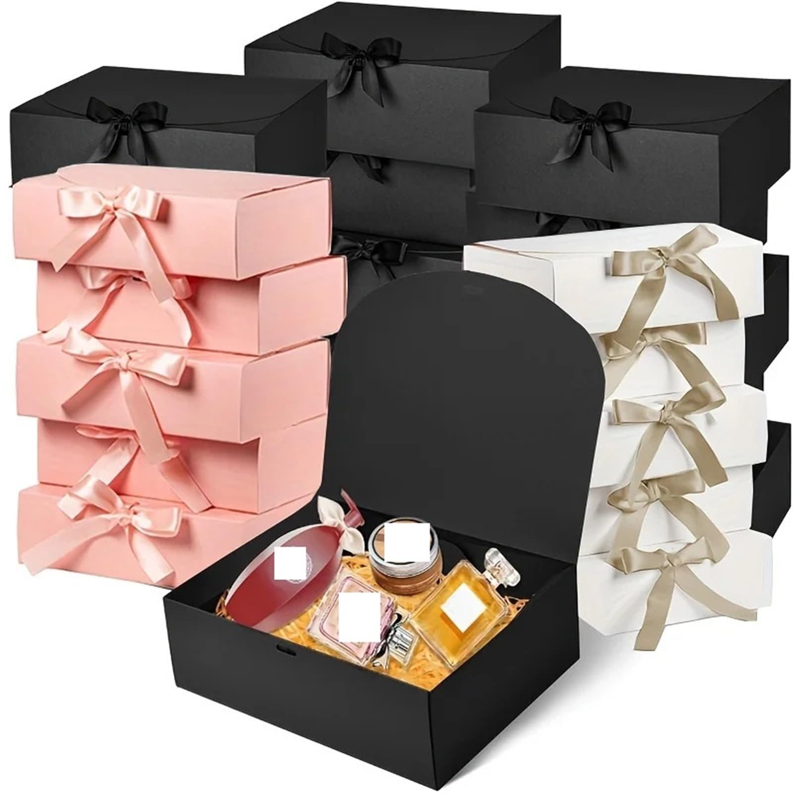 Geschenkbox 10 Stück Geschenkbox mit Deckel | Heiratsantragsbox des Bräutigams, luxuriöse Geschenkbox mit Schleife, geeignet for Hochzeiten, Geburtstage, Partys(Pink)
