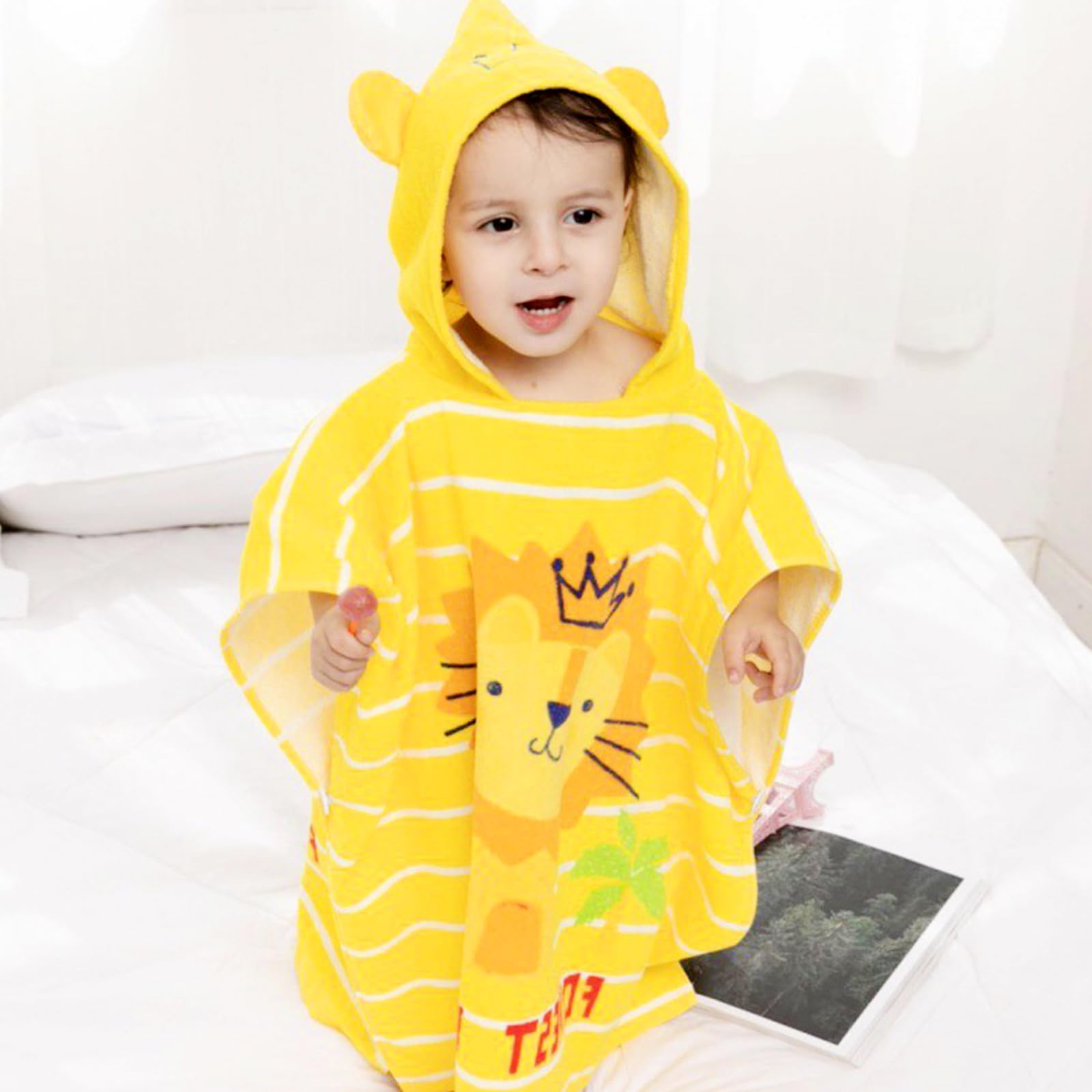 Baby-Poncho Mit Kapuze & Bärenohren, Aus Bio-Baumwolle – Ultraweich & Saugfähig Für 0-5 Jahre