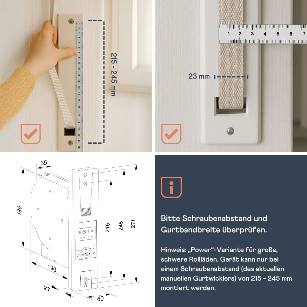 Home Pilot – Gurtwickler Classic smart, Power-Version, für schwere Rollläden (bis 60 kg) und großem Gurtkarten. Rollladenantrieb kompatibel mit dem Gateway premium. Unterputzmontage - 10142360