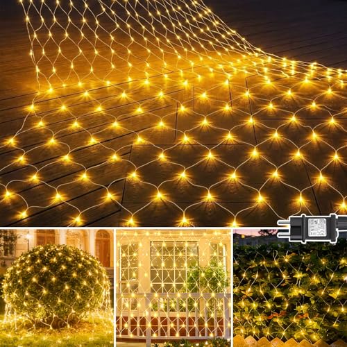 yowin Guirlande Lumineuse 3x2M 200 LED Filet Lumineux avec Prise, Rideau Lumineux Étanche avec Minuterie 8 Modes pour Lumiere Exterieur Terrasse Jardin Balcon...
