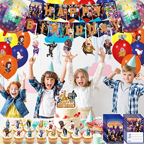 68Pcs Music Theme Birthday Party Decorations,Party Supplies Includes Banner,Hanging Swirls,Foil Balloon,Cake Topper, Cupcake Toppers, Balloons, Invitation Cards For Kids Girls Boys Party Favors #TOP4