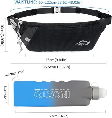 Miniatura 3 de INOXTO Riñonera delgada para correr para mujeres y hombres, riñonera deportiva con botella de agua de 10.1 fl oz para correr, caminar, ciclismo,