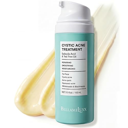 Cystic Acne Treatment for Face: Hormonal Acne Treatment Cream for Teens & Adults - Salicylic Acid & Tea Tree Oil Pimple Spot Remover - Anti-Acne Moisturizer Reduces Redness, Blemishes