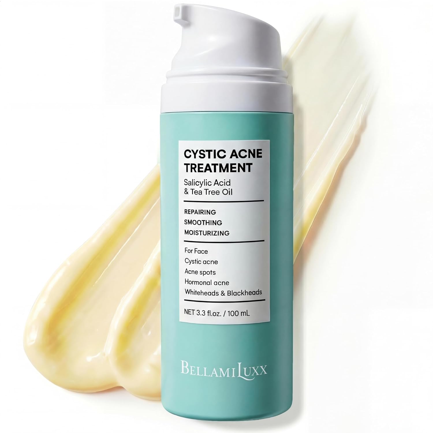 Cystic Acne Treatment Cream for Face: Salicylic Acid & Tea Tree Oil Hormonal Spot Remover - Gentle Moisturizer for Teens, Adults & Sensitive Skin