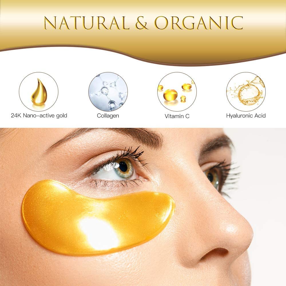 AVJONE 24K Gold Eye Mask- 30 Pairs - Puffy Eyes and Dark Circles Treatments – Relieve Pressure and Reduce Wrinkles, Revitalize and Refresh Your Skin : Beauty & Personal Care